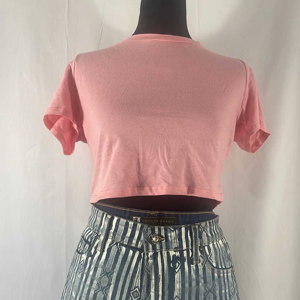 Stone craft Stella Tribal Denim shorts, white, blue,button closure,size 29,small - Picture 5 of 13